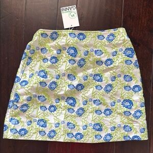 NWT Ganni Blue A-Line Mini Skirt for Casual Resort Wear